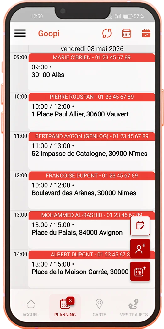 Aperçu de Goopi Mobile, application Android et iOS
